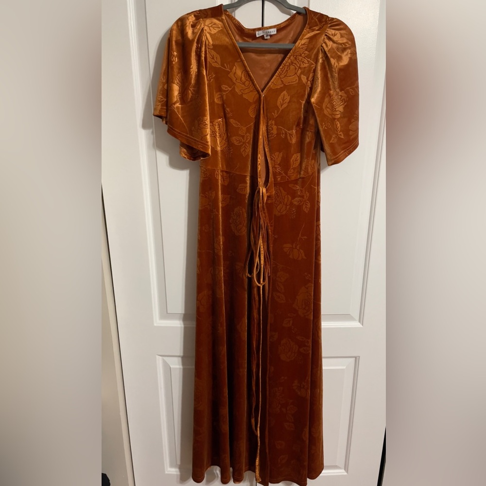 BALTIC BORN Meghan Velvet Wrap Dress / Size M/ Orange Maxi Dress